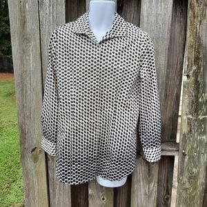 Chico's Tunic Sz 1 Tan/Black Ombre Geometric Top